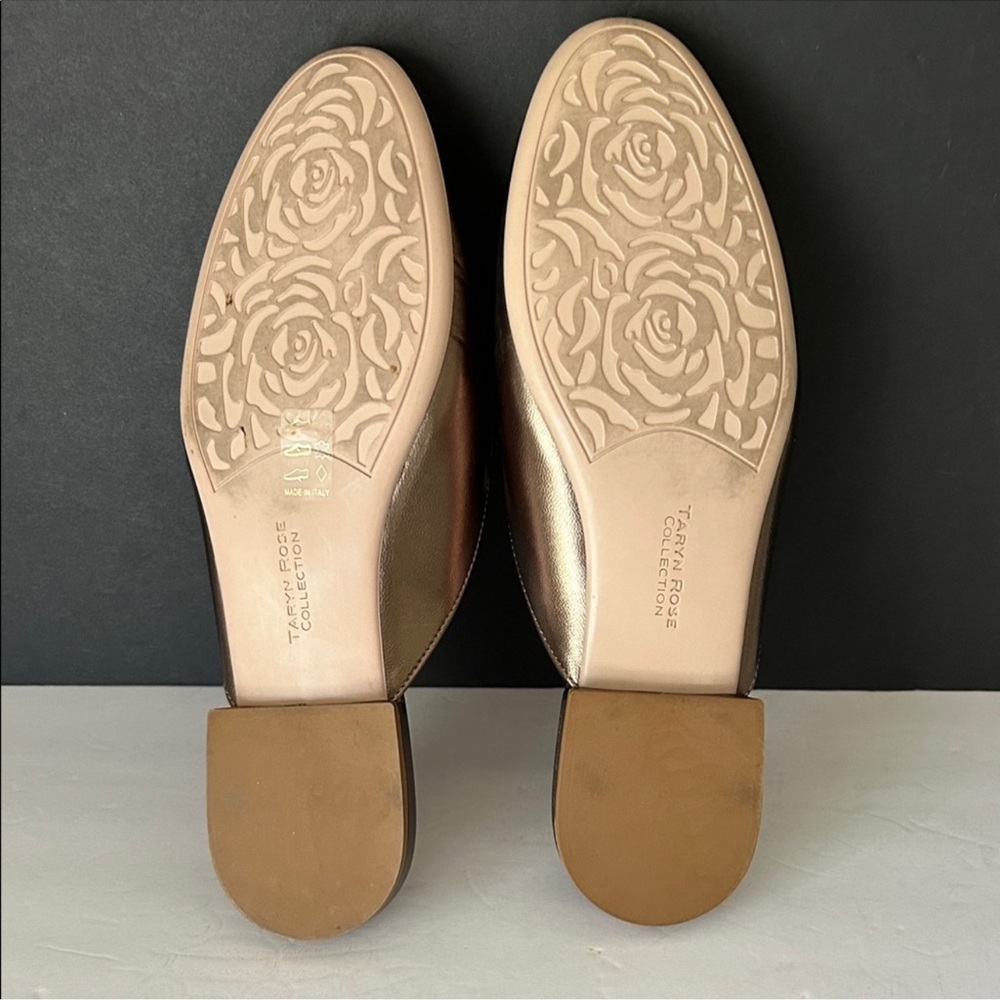 Taryn Rose metallic bronze leather slip-on mules with gold-tone hardware - Picture 9 of 11